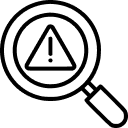 risk-assessment magnifying glass with alert icon